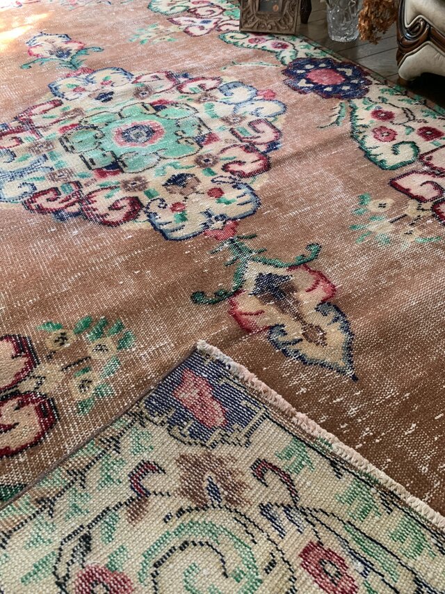 超大判 特大 271×140 超レア トルコヴィンテージラグ テラコッタ