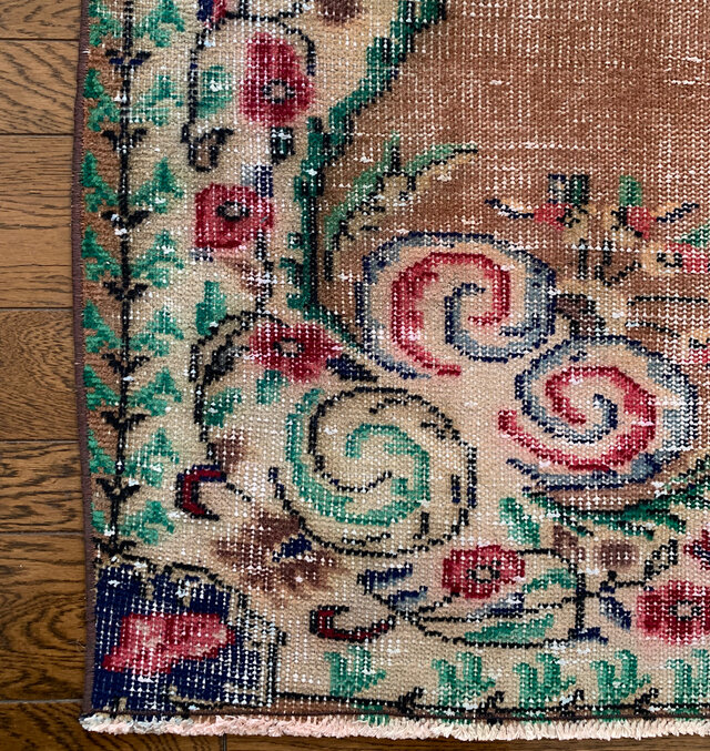 超大判 特大 271×140超レア トルコヴィンテージラグ テラコッタ