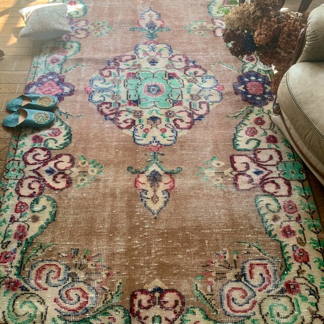 超大判　特大　271×140 超レア　トルコヴィンテージラグ　テラコッタオレンジ 超大判 特大 271×140超レア トルコヴィンテージラグ テラコッタ