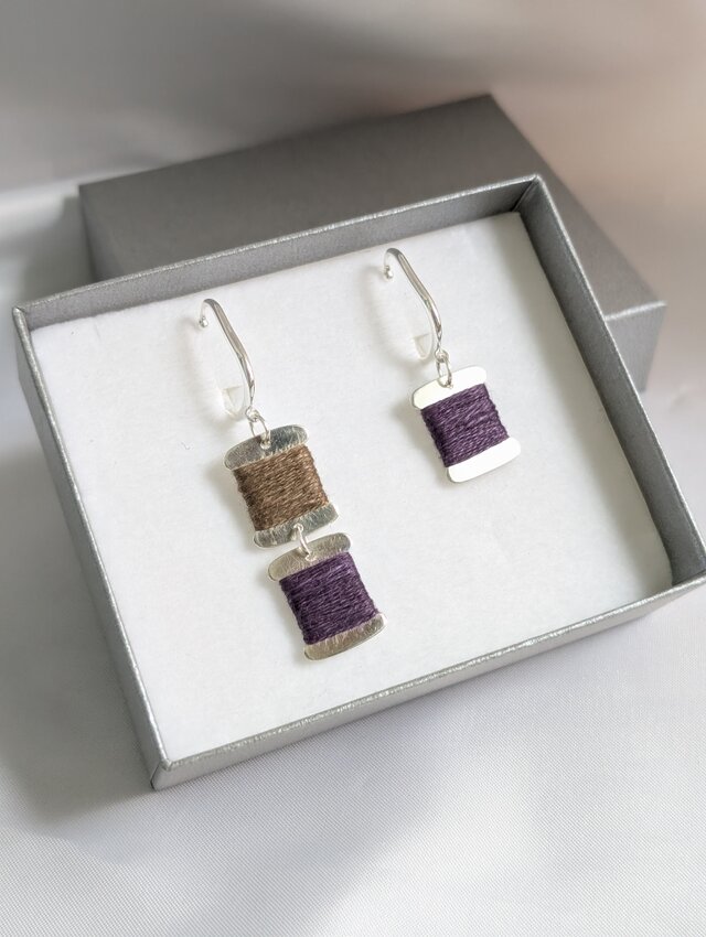 “ 夜想 ”【糸巻きアクセサリー】 Silver925×草木染めリネン糸