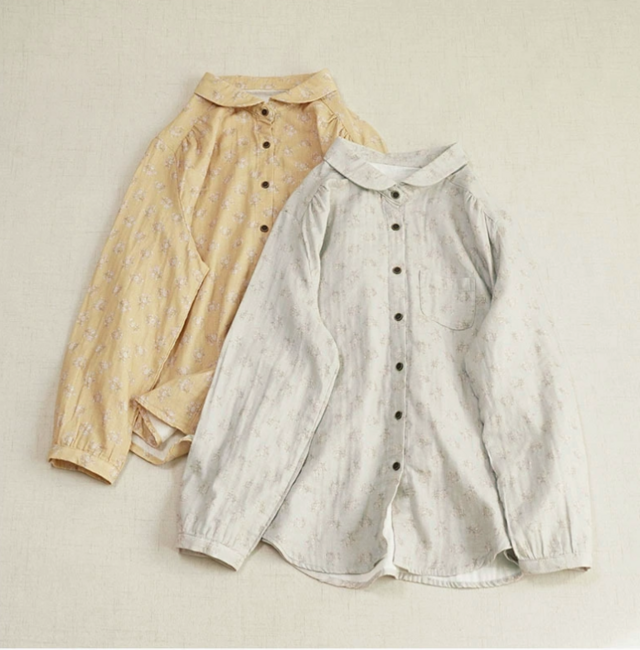 【受注製作】綿100％柔らかい.かわいいシャツ.ブラウス.トップス.コットン