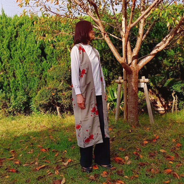 ロングジレ_着物をリメイクしたロングシルエットのお供に！ユニセックス！（01668）