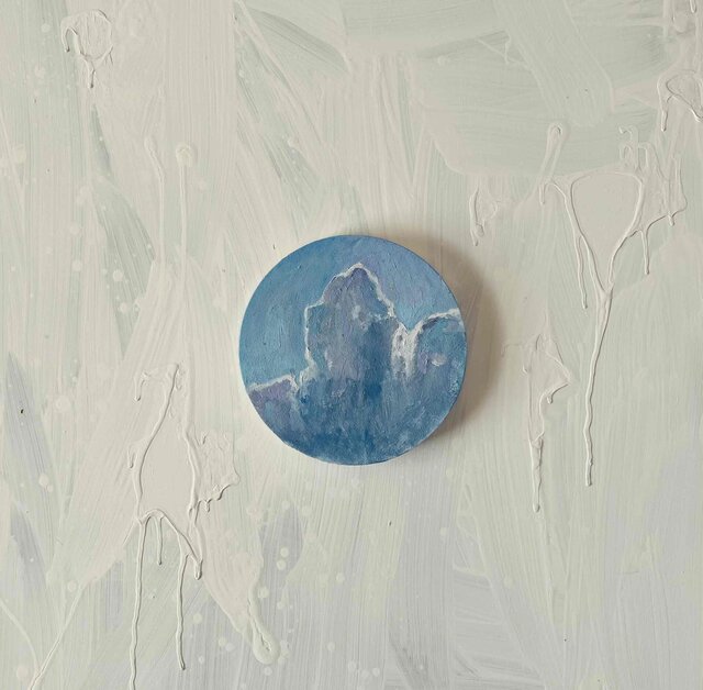 直径30㎝「画家の家の上空３」油彩・絵画・原画・丸形・アートパネル 直径30㎝「画家の家の上空3」油彩・絵画・原画・丸形・アートパネル