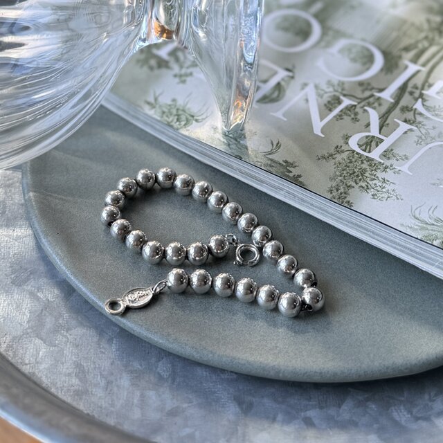 BN3-【 Napier 】ネイピア 1970〜80's Silver Metal Bead Bracelet