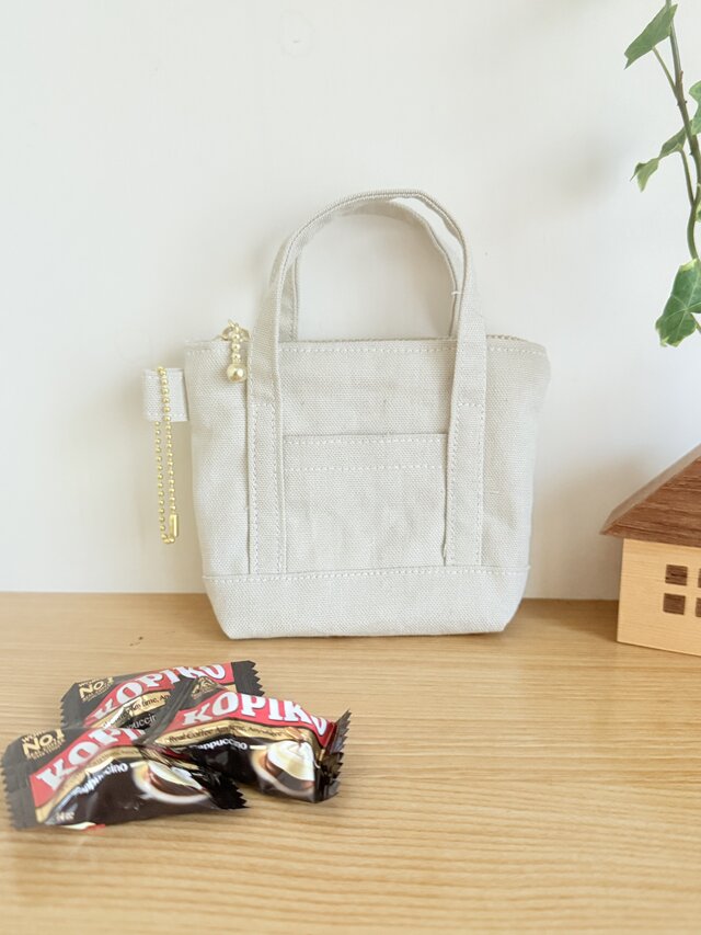 ミニミニトートバッグ型ポーチ（帆布・ベージュ）