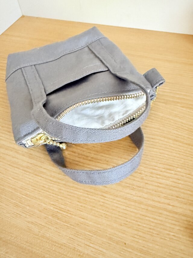 ミニミニトートバッグ型ポーチ（帆布・グレー） | iichi 日々の暮らし