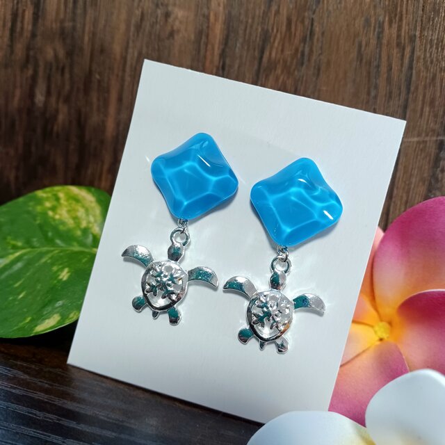 海♡ホヌ ハワイアンジュエリーデザイン ポストピアス ハンドメイド No