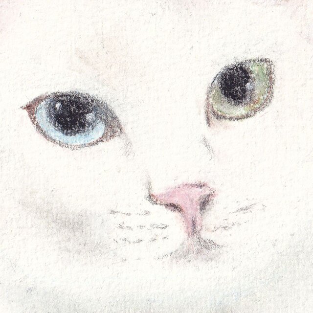 白猫親子（パステル画 原画） | iichi 日々の暮らしを心地よくする
