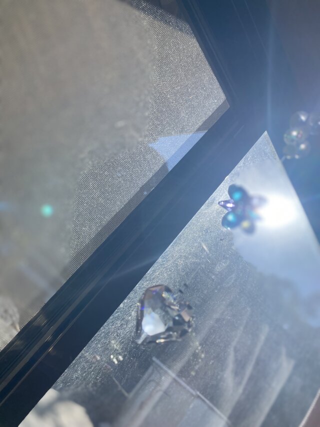 ハートのピンククリスタルのサンキャッチャー