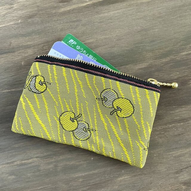 【皮むき　りんご】畳縁　ぺたんこ　ミニポーチ　小銭入れ　カードケース　リンゴ　安曇野　信州　黄色