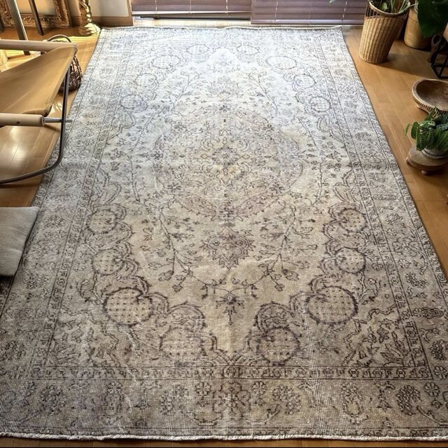 超大判168×263ナチュラルクリームブラウン メダリオントルコ