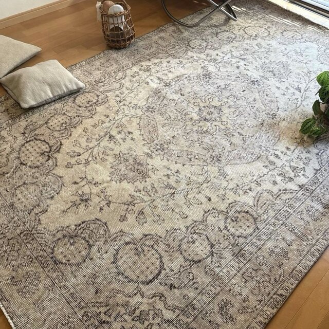 超大判168×263ナチュラルクリームブラウン メダリオントルコ