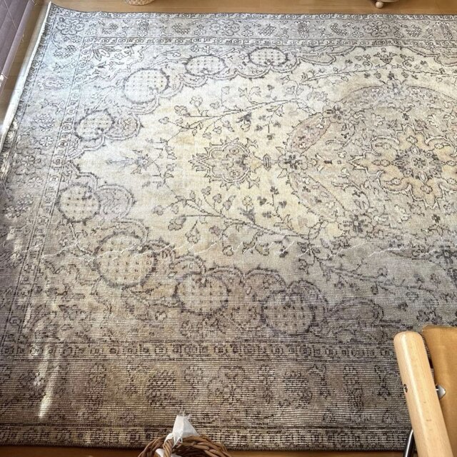 超大判168×263ナチュラルクリームブラウン メダリオントルコ