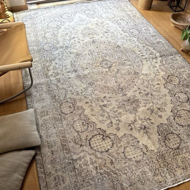 超大判168×263ナチュラルクリームブラウン メダリオントルコ