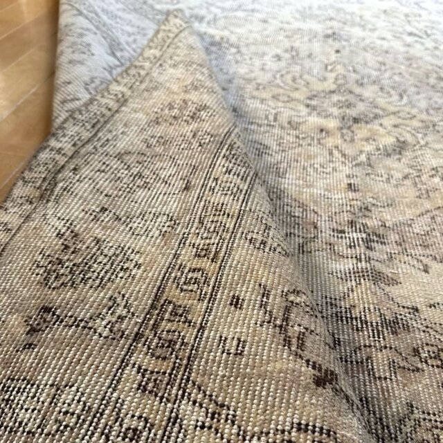 超大判168×263ナチュラルクリームブラウン メダリオントルコ