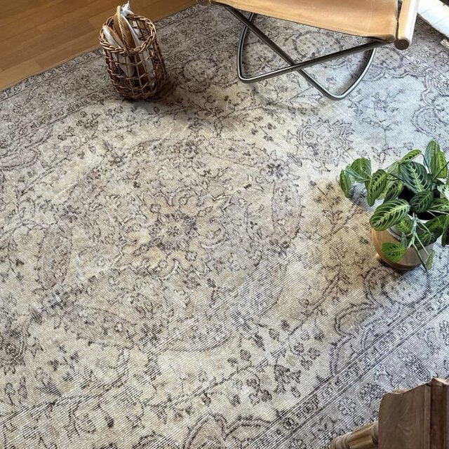 88×211 ナチュラルカラー ブラウン メダリオン トルコヴィンテージラグ