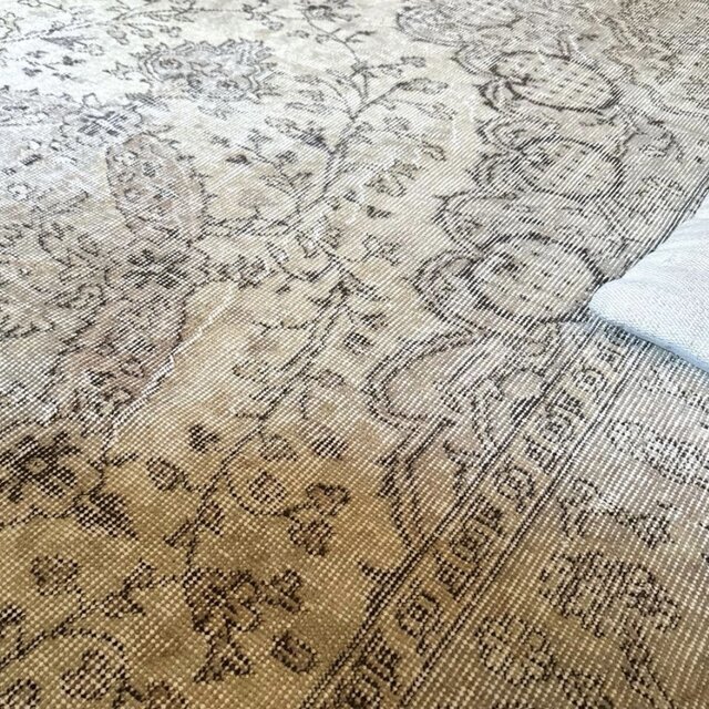 117×206 クリーム×焦茶ブラウン メダリオン トルコヴィンテージラグ