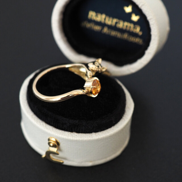 4様 マンダリンガーネット リング 9号 K18マンダリンガーネットの金の猫リング（0.65ct） 9号 | iichi 日々の