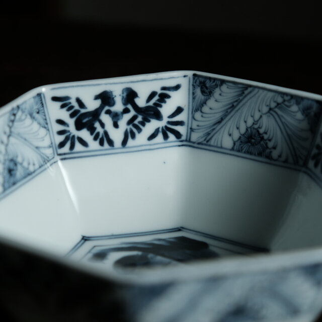 オランダ銅版小鉢】染付人物風景文小鉢(デルフト）18世紀後半〜19世紀