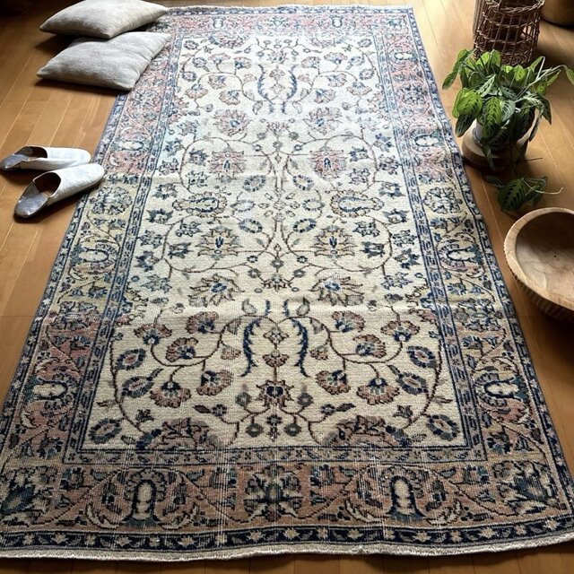 大判 ボタニカル236×117 アースカラー アイボリー トルコヴィンテージ