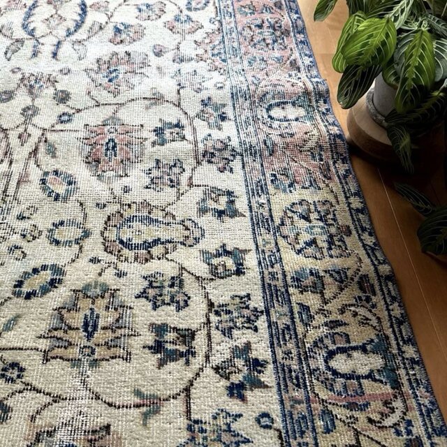 63×105 ブルーボタニカル　パッチワークラグ　トルコヴィンテージラグ 63×105 ブルーボタニカル パッチワークラグ トルコヴィンテージラグ 63