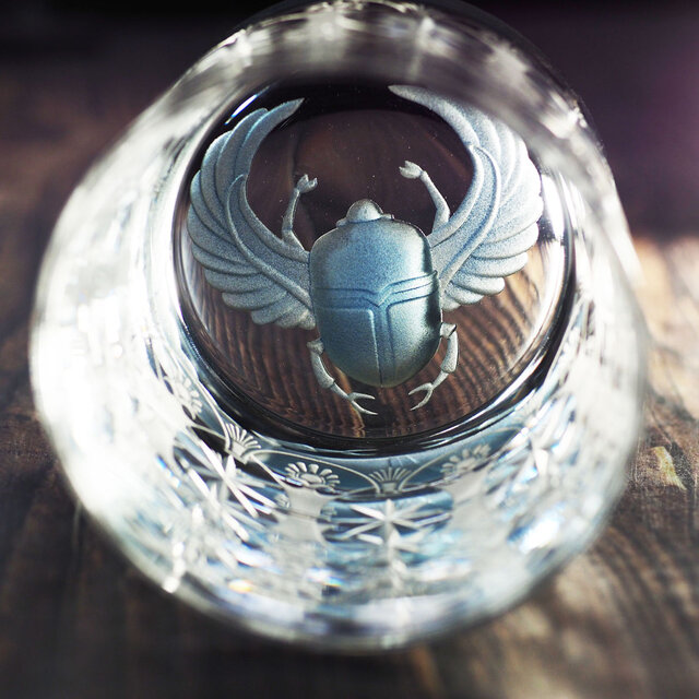 クリスタルロックグラス「青いスカラベ３」