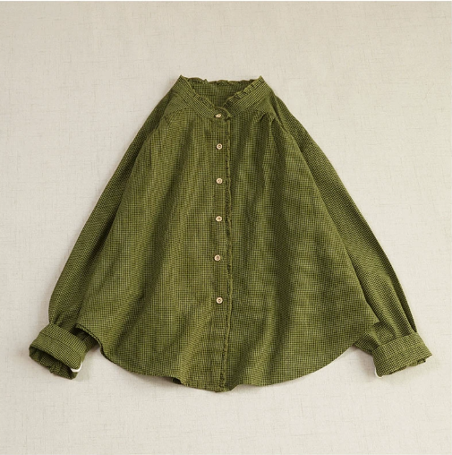 【受注製作】ダブルガーゼ シャツ スタンドカラー チェック オーバーサイズのコピーのコピーのコピー