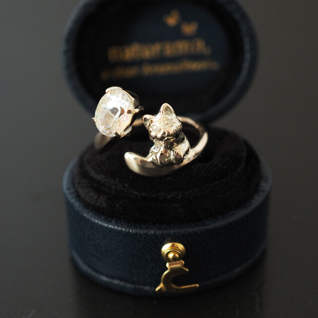 K10 アンデシンラブラドライト 猫リング 12号