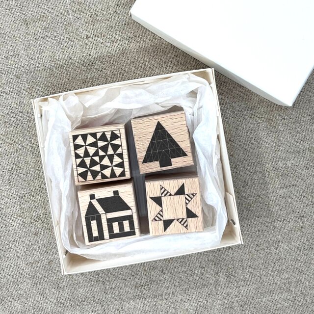 パッチワーク柄のはんこ（A）