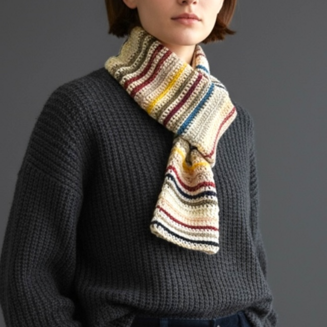 ネックウォーマー　手編みニット【送料込み】古着リメイク　オフホワイト