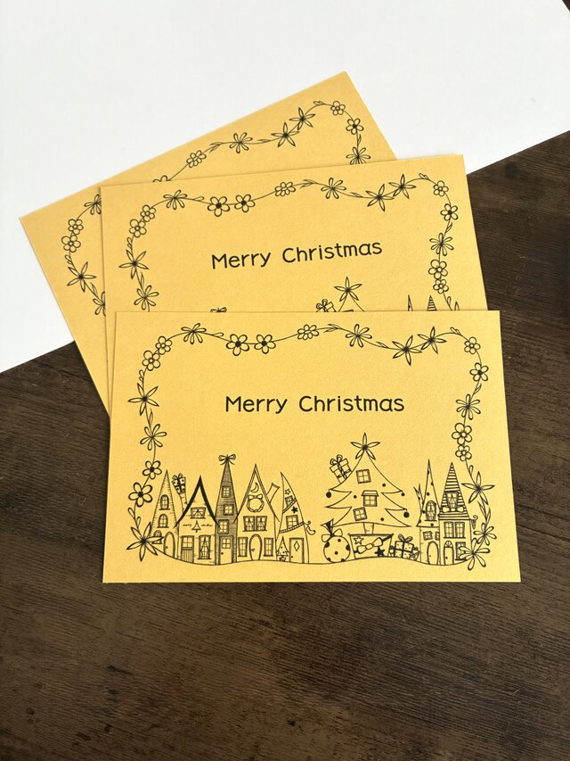 クリスマスポストカード　黄色　3枚