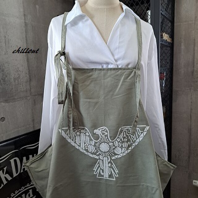 【sale】【背中がかわいい】エプロンドレス：エキゾチックバード：ピスタチオ【0721】