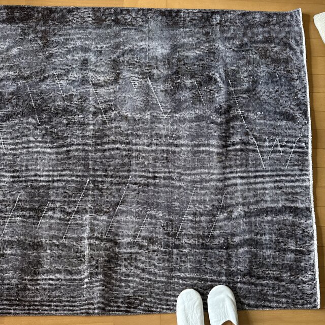 専用118×207ダークグレイ　オーバーダイ　メダリオン　トルコヴィンテージラグ 118×207レアダークグレイ オーバーダイ メダリオン トルコヴィンテージ