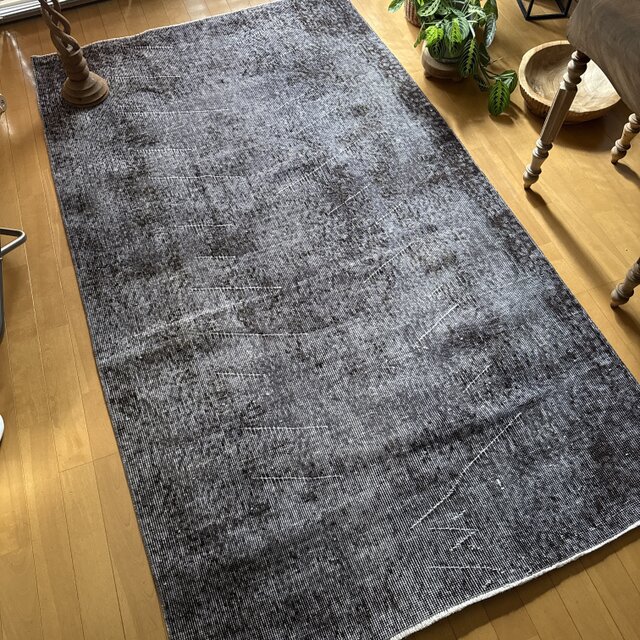 専用118×207ダークグレイ　オーバーダイ　メダリオン　トルコヴィンテージラグ 118×207レアダークグレイ オーバーダイ メダリオン トルコヴィンテージ