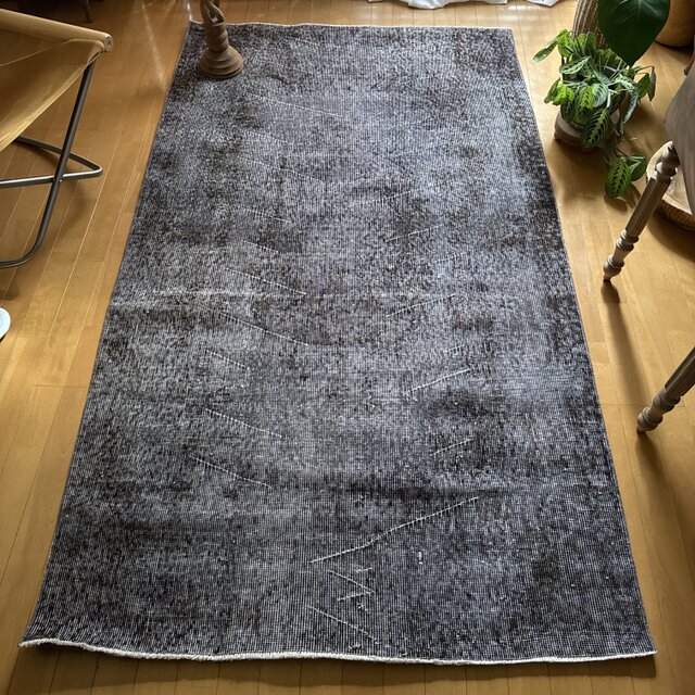 専用118×207ダークグレイ　オーバーダイ　メダリオン　トルコヴィンテージラグ 118×207レアダークグレイ オーバーダイ メダリオン トルコヴィンテージ