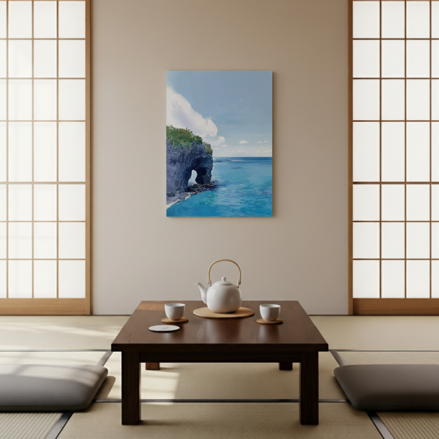 日本風景☆インテリアパネル｜キャンバスパネル｜万座毛｜アートパネル