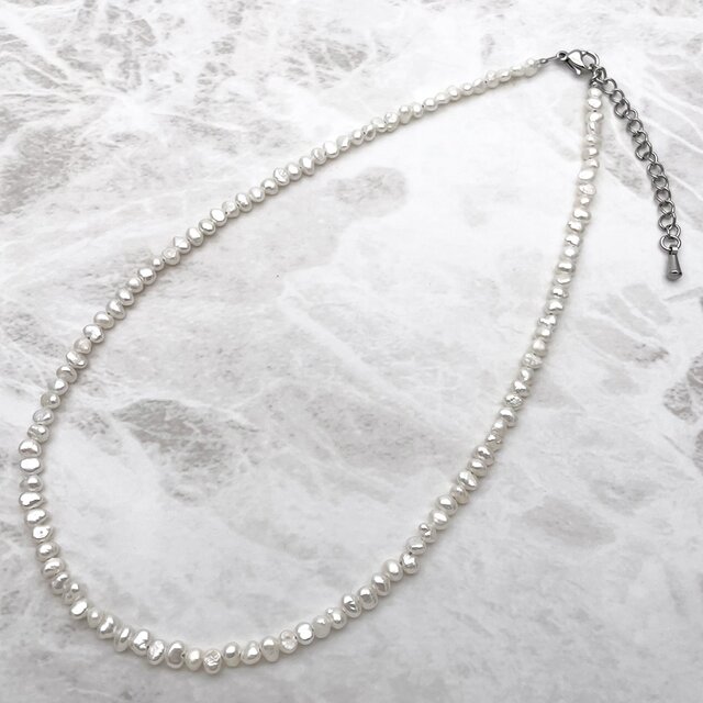 3mm バロック本真珠チョーカーネックレス 淡水パール 極小粒 35cm 38cm
