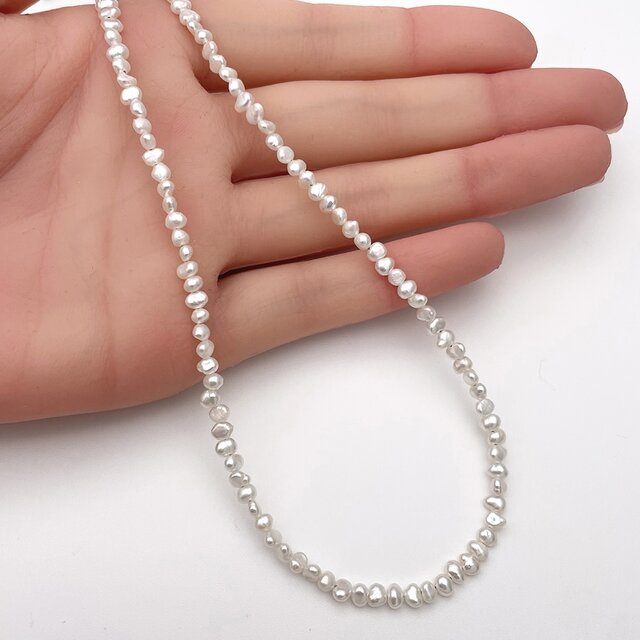 3mm バロック本真珠チョーカーネックレス 淡水パール 極小粒 35cm 38cm