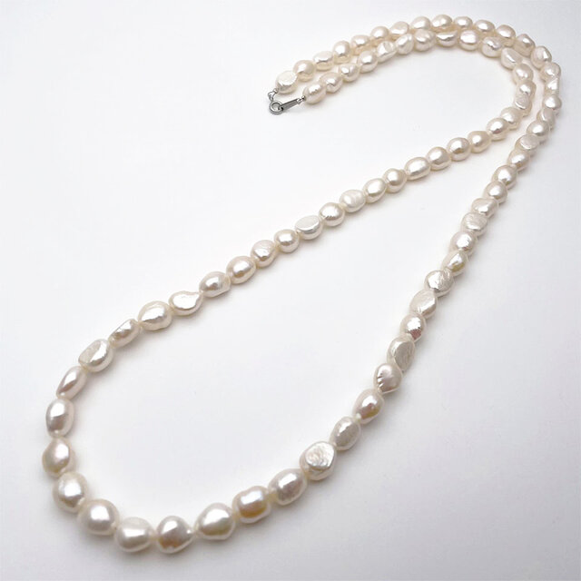 80cm 大粒バロック淡水パール ロングネックレス 本真珠 卒園卒業入園入学結婚式 85/90/120cm SV925
