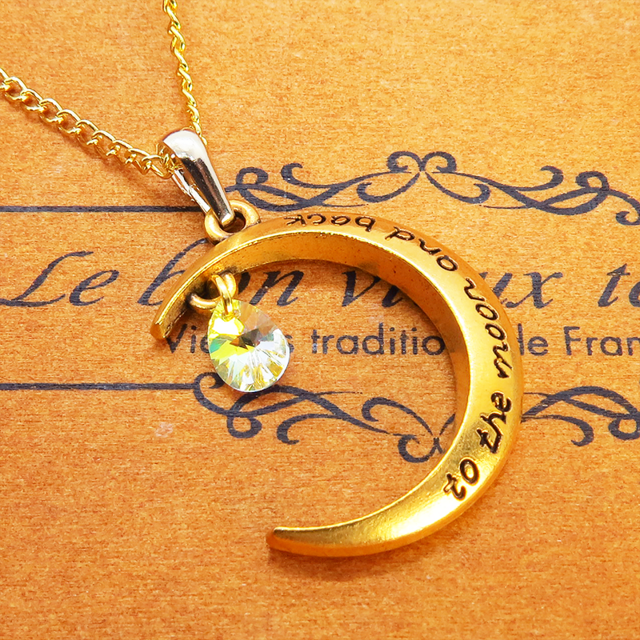 ZULL JEWELLERY 14Kゴールド ネックレス スワロフスキー ゴールドカラーの三日月にスワロフスキー（クリスタルオーロラ）が揺れ