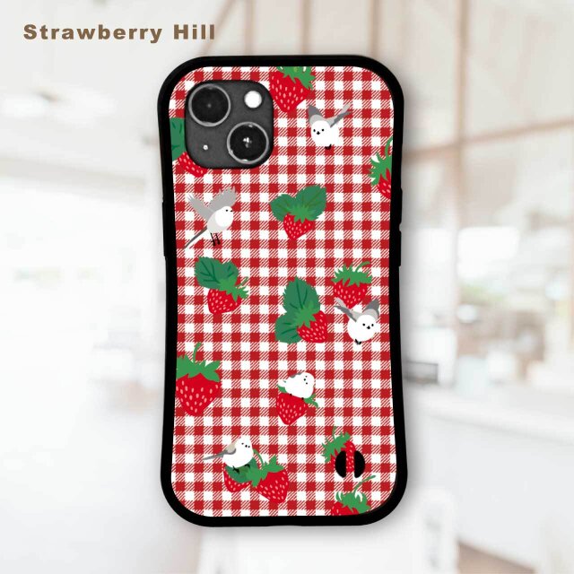 シマエナガ ✖️ 苺　 耐衝撃 グリップケース iPhoneケース