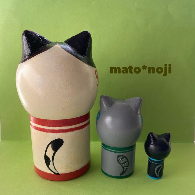 おめでたいマトリョーシカ こけし型 猫マトリョーシカ 3にゃん組