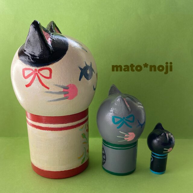おめでたいマトリョーシカ こけし型 猫マトリョーシカ 3にゃん組