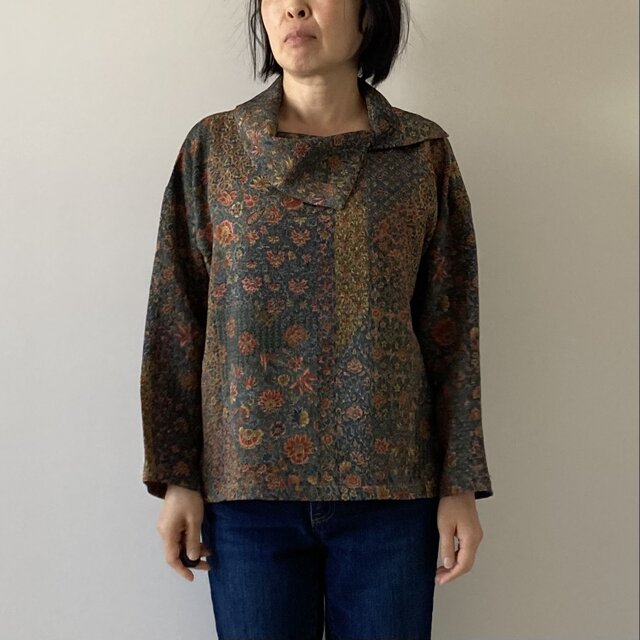 着物リメイクプルオーバー　更紗