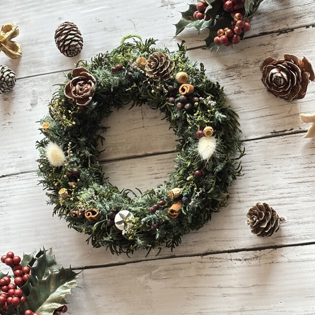 15.クリスマスリース クリスマス輸入リースMサイズ クリスマスリース 玄関 クリスマス