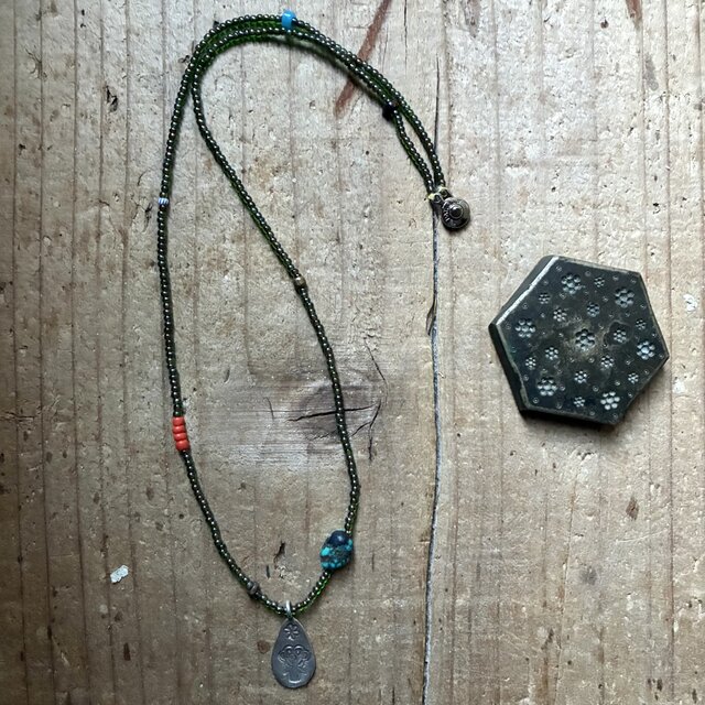 ＊happy price＊古のフリーダムなネックレス＠カレンシルバー＋フランスのデッドストックビーズ＋ターコイズナゲット＋など