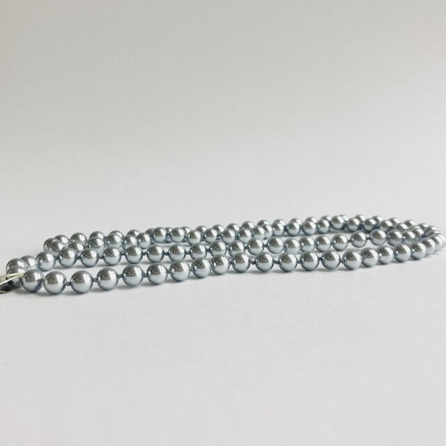 貝パールオールノットオペラネックレス/エンドレス/約7mm約80cm/グレー/made in japan