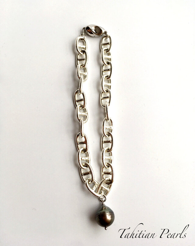 タヒチ産黒蝶真珠 シルバークラスプ ブレスレット | iichi 日々の
