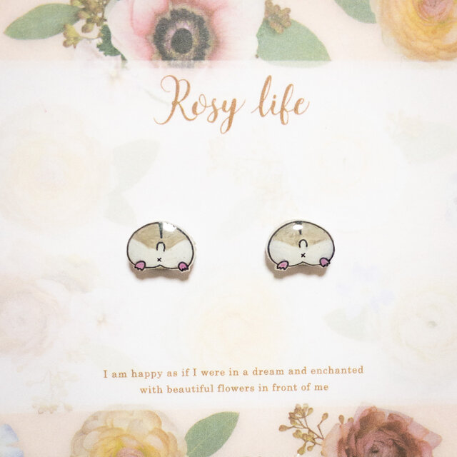 ～小さなピアスシリーズ～ハムケツ(A)ピアス/ノンホールピアス(樹脂イヤリング)