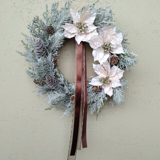 （送料無料）ポインセチアのクリスマスリース